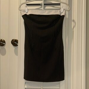 Superdown Black and White Pinstripe Strapless Dress